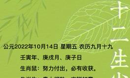 秦阳明每日生肖运势2022年10月14日