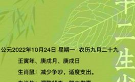 秦阳明每日生肖运势2022年10月24日