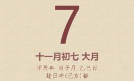 今日老黄历(2024年12月7日)：黄历宜忌、财神方位、特吉生肖、打麻将财位