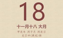 今日老黄历(2024年12月18日)：黄历宜忌、财神方位、特吉生肖、打麻将财位